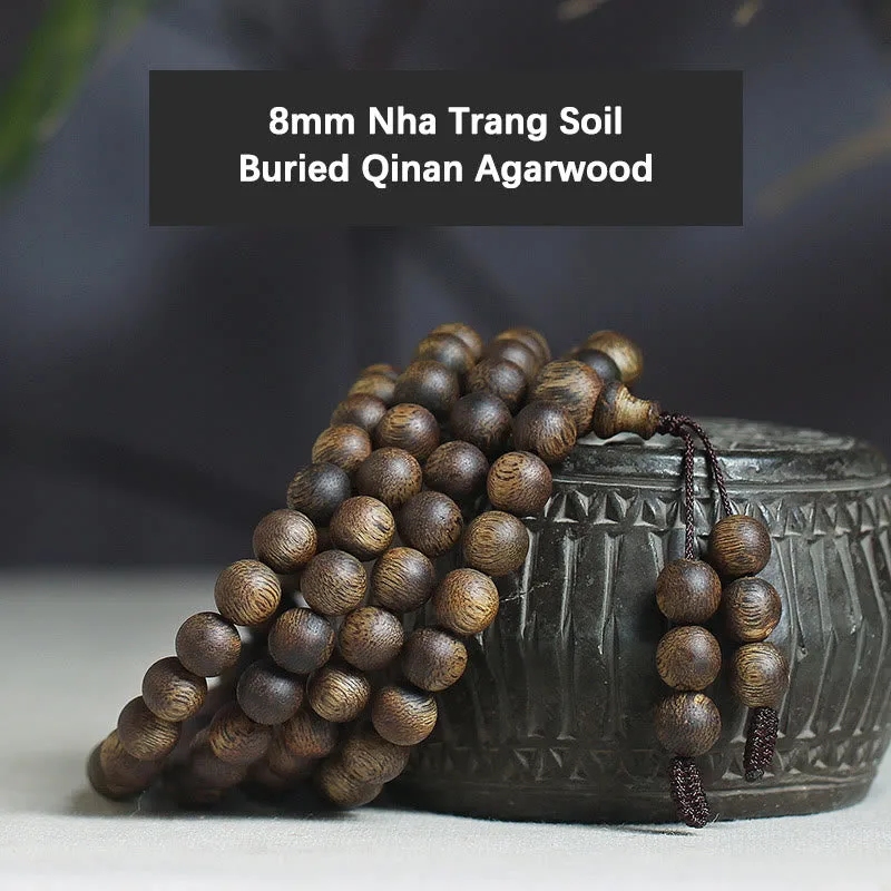 MythStone 108 Mala Beads Nha Trang Soil Buried Qinan Agarwood Balance Strength Bracelet - Image 10