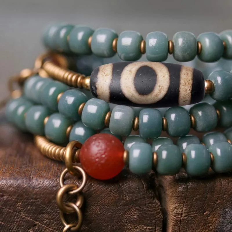 Mythstone 108 Mala Beads Bodhi Seed Dzi Bead Wisdom Bracelet - Image 7