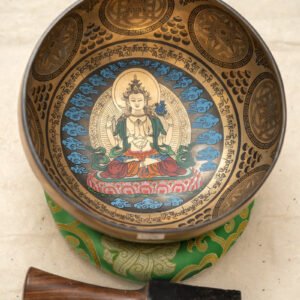 Chenrezig Singing Bowl - Hand-Painted with Sacred Thangka Art