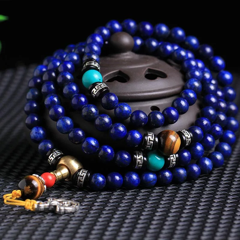 Mythstone 108-Bead Lazurite Mala Bracelet ?C A Symbol of Positivity and Spiritual Balance - Image 3