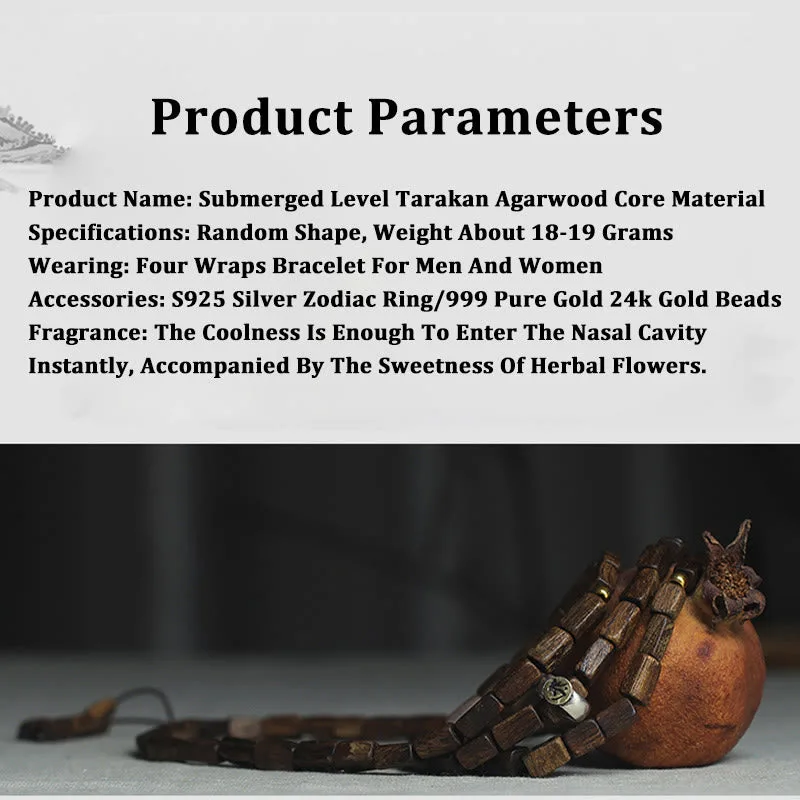 Tarakan Rare Agarwood 925 Sterling Silver Chinese Zodiac 999 Pure Gold Beads Ward Off Evil Spirits Bracelet - Image 10