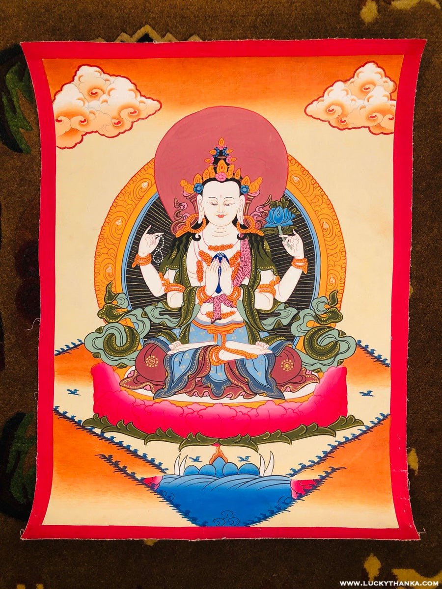 Beautiful Chenrezig Thangka Hand Painting
