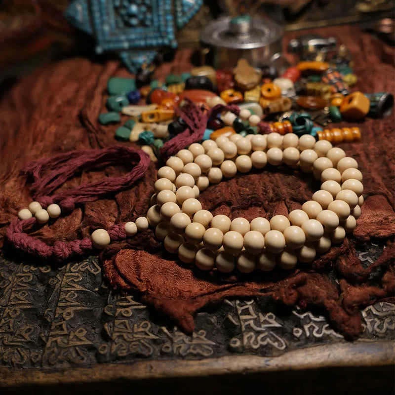 Mythstone 108 Mala Beads Abelia Biflora Wood Warding Off Evil Spirits Wrist Mala - Image 14