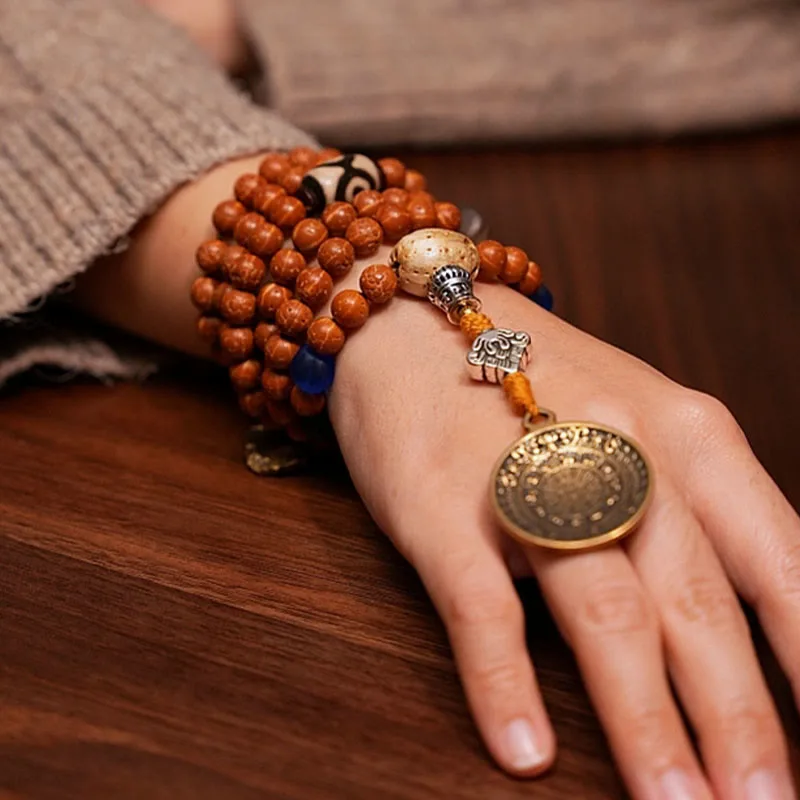 Mythstone Tibet Bodhi Seed 108 Mala Beads Wisdom Peace Bracelet Necklace - Image 6