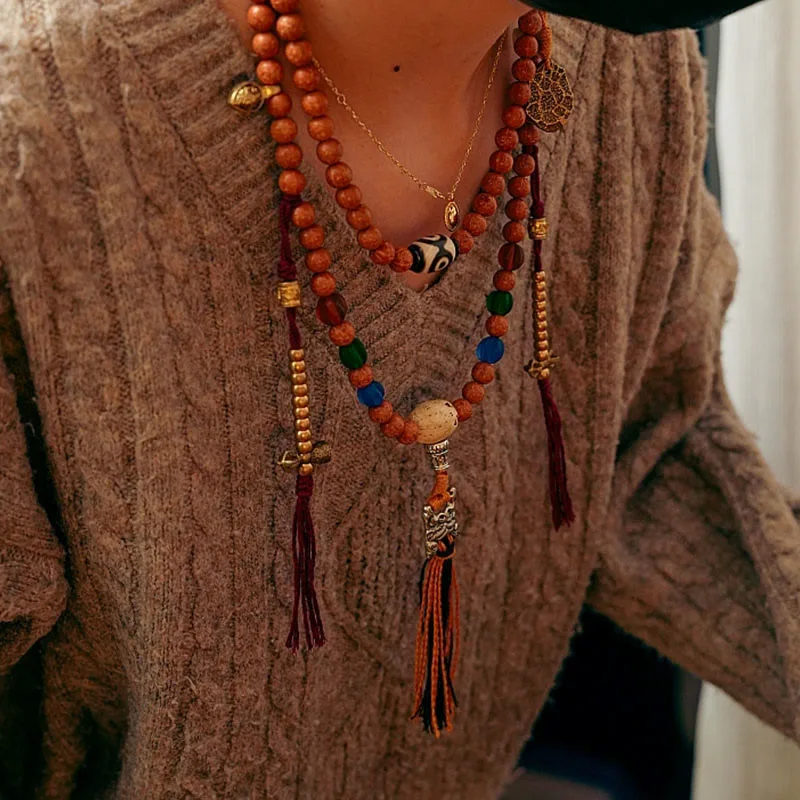 Mythstone Tibet Bodhi Seed 108 Mala Beads Wisdom Peace Bracelet Necklace - Image 11