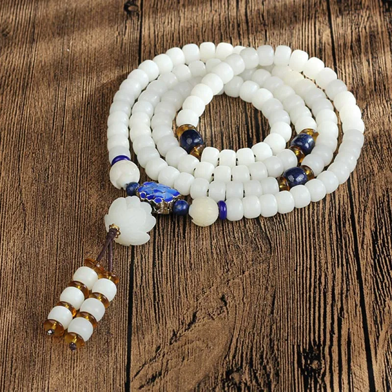 Mythstone White Bodhi Lotus Mala Focus Bracelet - Image 3