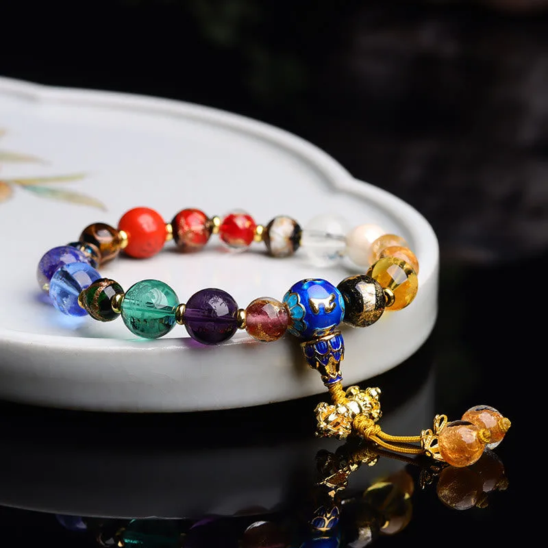 Mythstone Tibetan Colorful Incense Ash Liuli Glass Bead Om Mani Padme Hum Dorje Vajra 18 Beads Wrist Mala - Image 11