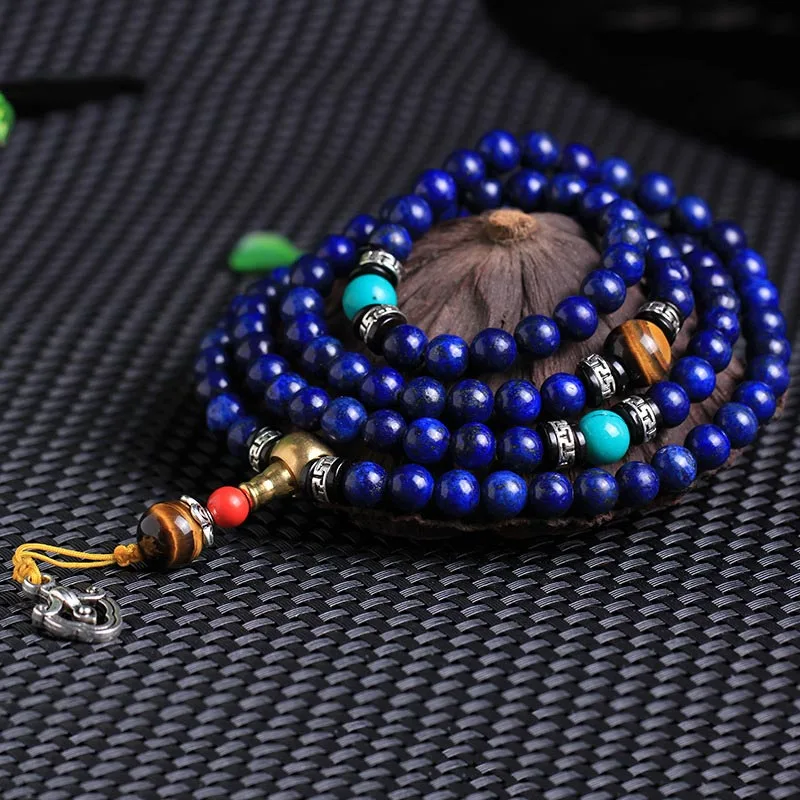Mythstone 108-Bead Lazurite Mala Bracelet ?C A Symbol of Positivity and Spiritual Balance