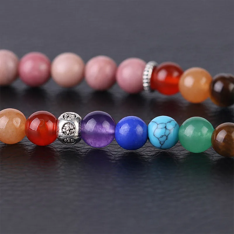 Mythstone 108 Mala Beads Rhodonite Blue Crystal Lazulite Healing Bracelet - Image 5