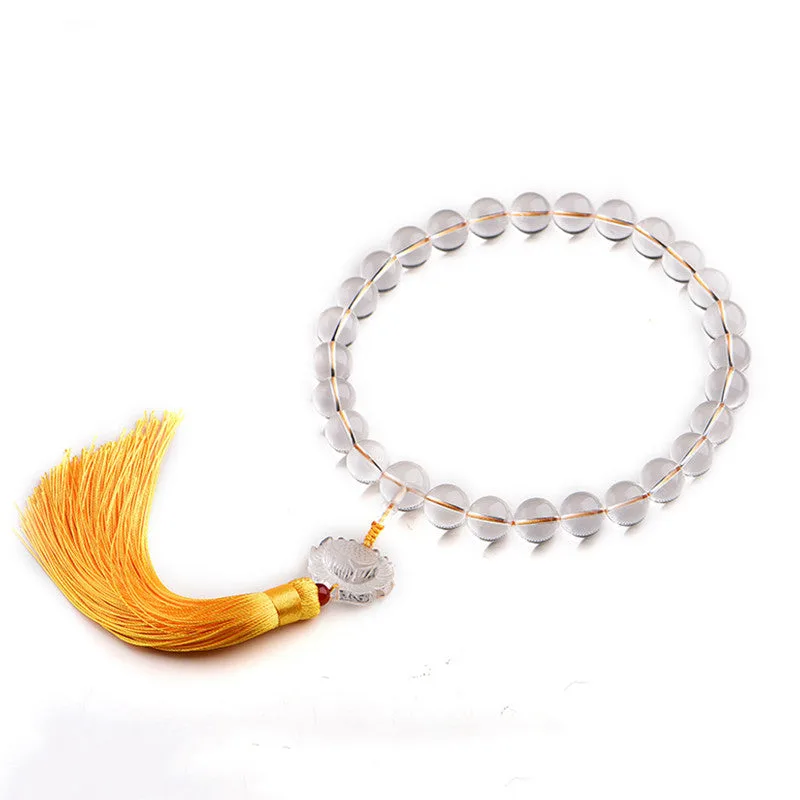 Mythstone Natural White Crystal Lotus Wrist Mala Meditation Tassels Pocket Mala Car Decoration - Image 8
