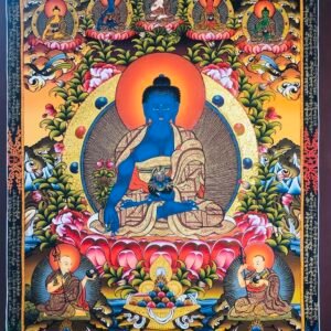 The Blue Buddha of Healing- Medicine Buddha Thangka