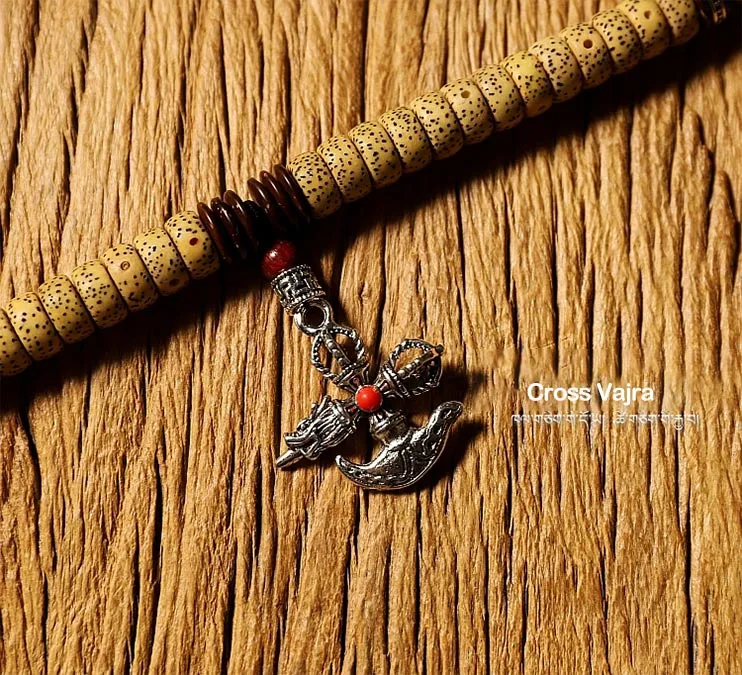 Mythstone Tibet 108 Mala Beads Bodhi Seed Cross Vajra Dharma Wheel PiXiu Wealth Bracelet - Image 6