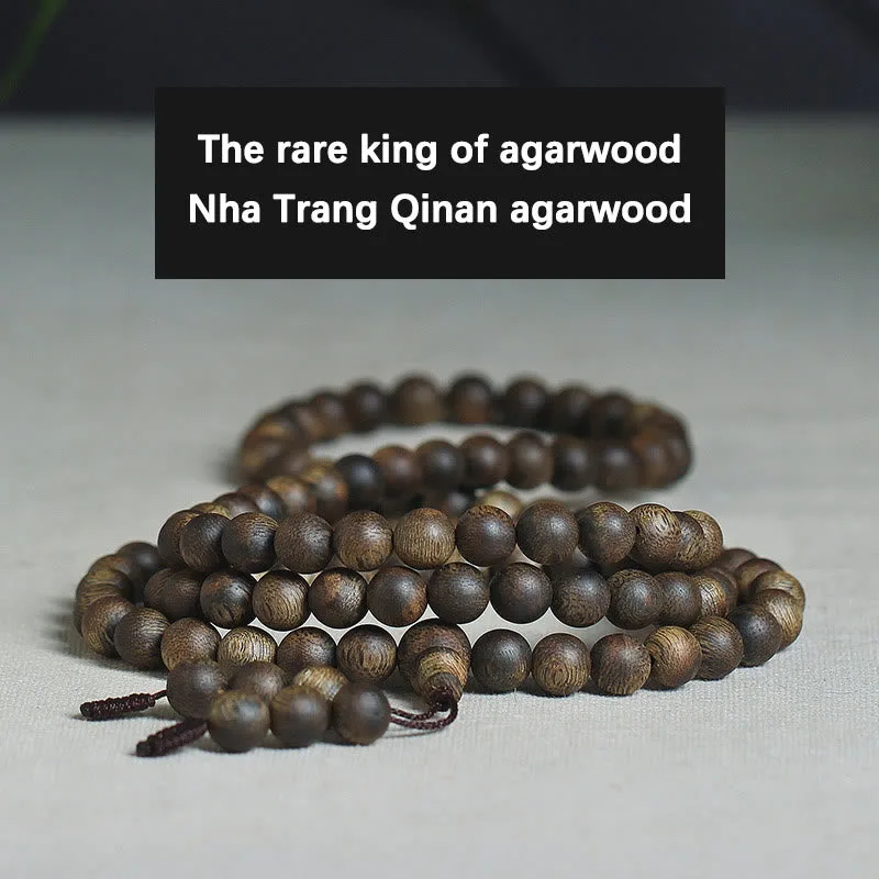 MythStone 108 Mala Beads Nha Trang Soil Buried Qinan Agarwood Balance Strength Bracelet - Image 9