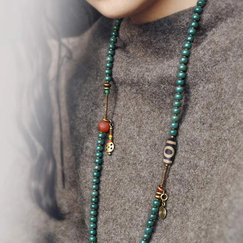 Mythstone 108 Mala Beads Bodhi Seed Dzi Bead Wisdom Bracelet - Image 5