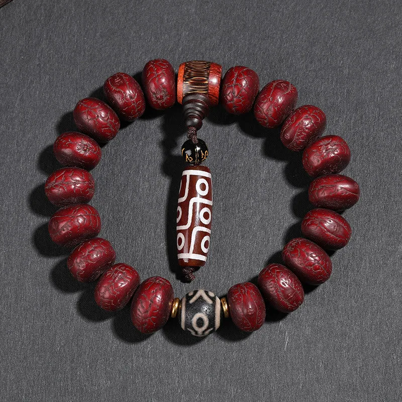 Mythstone Tibet Bodhi Seed Dzi Bead Dancing Lion Luck Bracelet Wrist Mala - Image 6