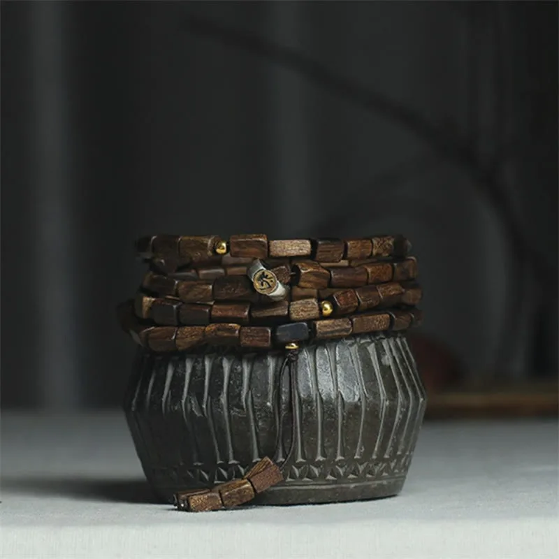 Tarakan Rare Agarwood 925 Sterling Silver Chinese Zodiac 999 Pure Gold Beads Ward Off Evil Spirits Bracelet