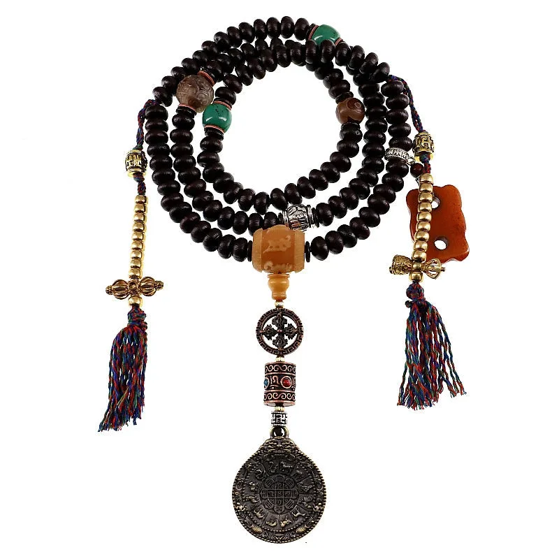 Mythstone Tibet 108 Mala Beads Purple Bodhi Seed Bagua Vajra Auspiciousness Bracelet - Image 2
