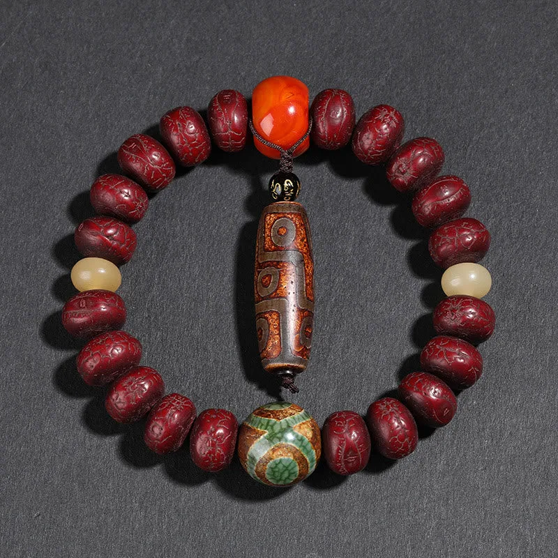 Mythstone Tibet Bodhi Seed Dzi Bead Dancing Lion Luck Bracelet Wrist Mala - Image 3