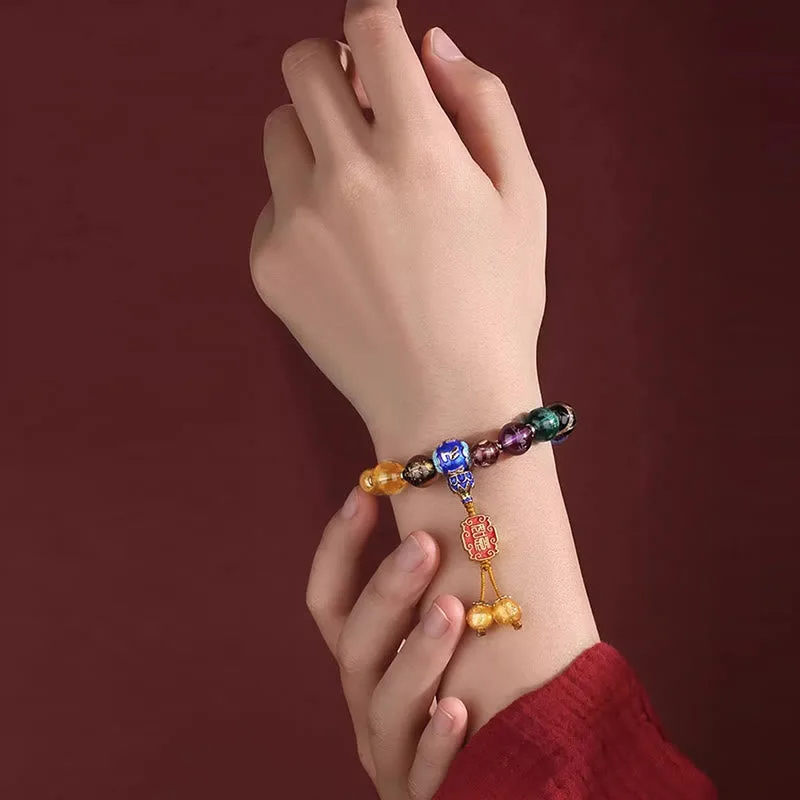 Mythstone Tibetan Colorful Incense Ash Liuli Glass Bead Om Mani Padme Hum Dorje Vajra 18 Beads Wrist Mala - Image 8