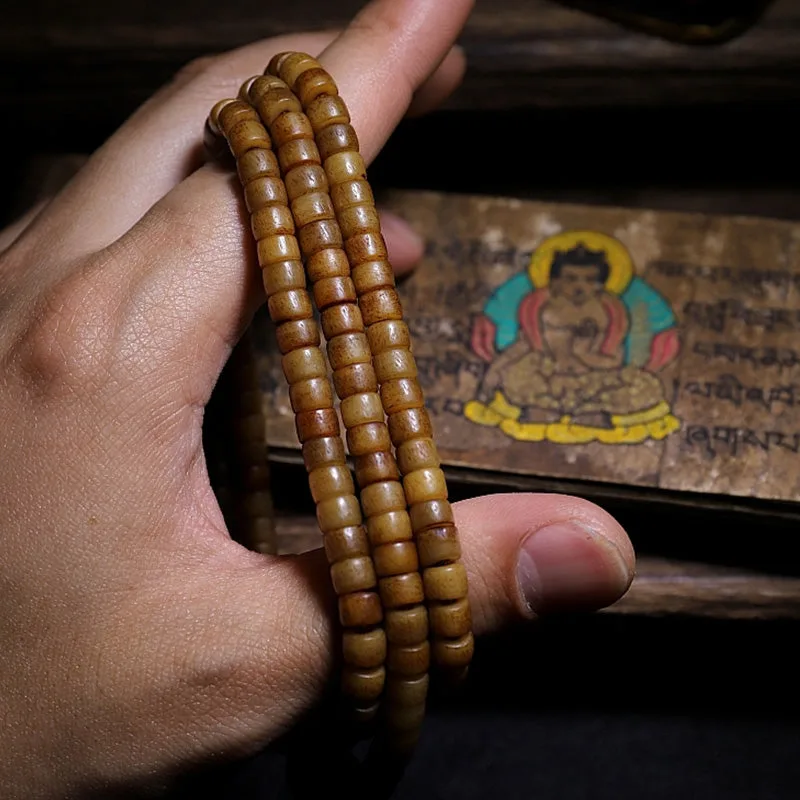 Mythstone Tibet 108 Mala Beads Yak Bone Amber Balance Bracelet - Image 8