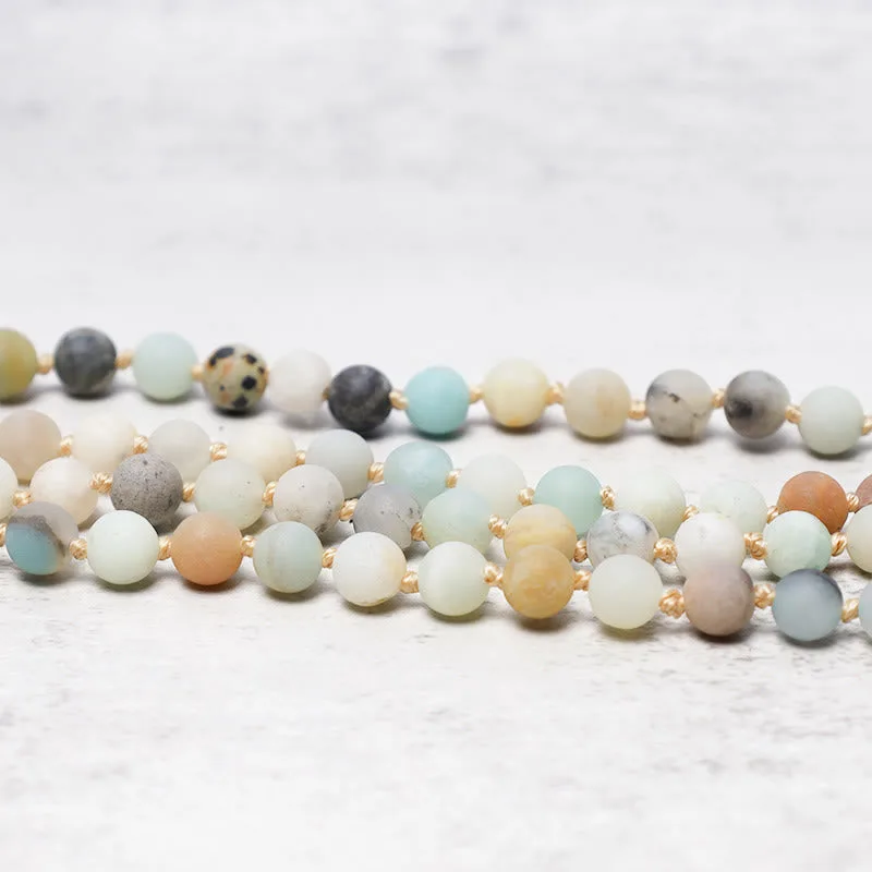 MythStone – 108 Amazonite Bead Tassel Mala Bracelet for Serenity and Balance - Image 4