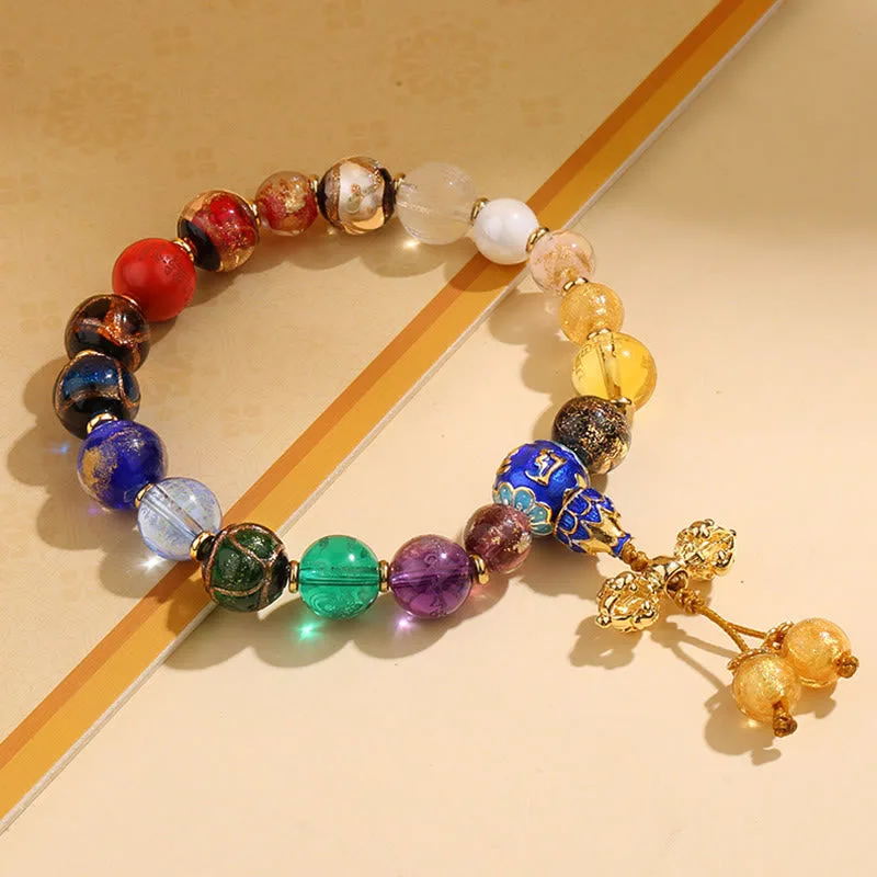 Mythstone Tibetan Colorful Incense Ash Liuli Glass Bead Om Mani Padme Hum Dorje Vajra 18 Beads Wrist Mala - Image 10