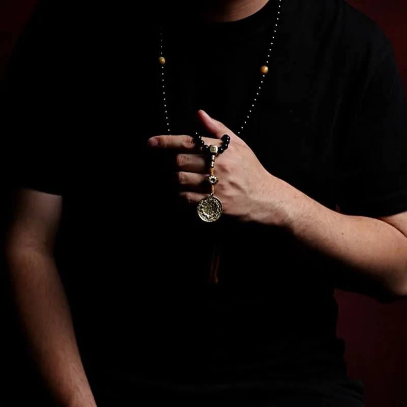 Mythstone Tibetan 108 Mala Beads Black Onyx Tiger Eye Beads Nine Palaces Bagua Protection Bracelet - Image 11