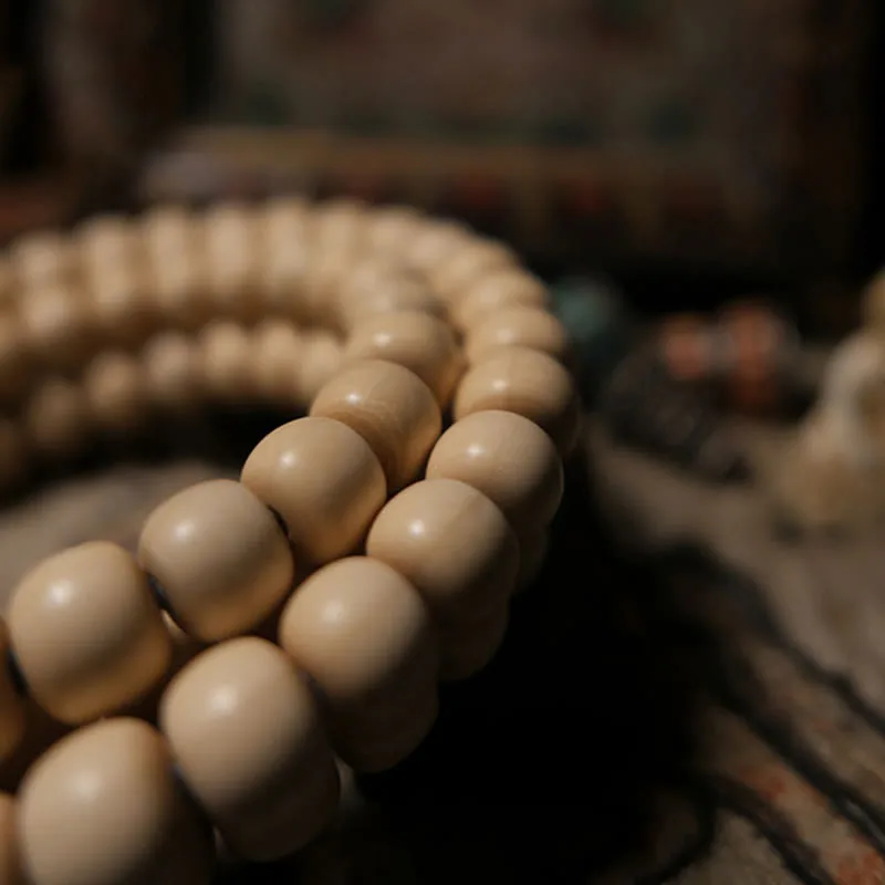 Mythstone 108 Mala Beads Abelia Biflora Wood Warding Off Evil Spirits Wrist Mala - Image 7