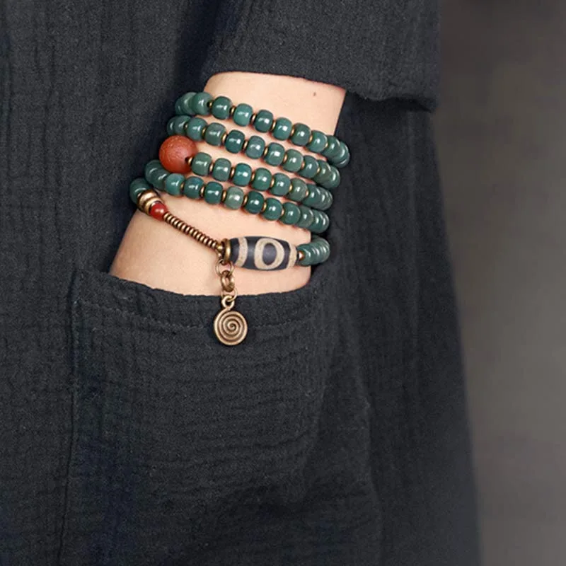 Mythstone 108 Mala Beads Bodhi Seed Dzi Bead Wisdom Bracelet - Image 3