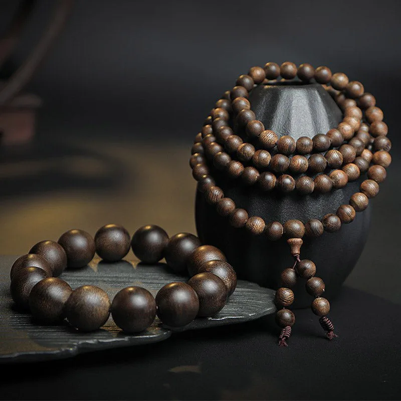 MythStone 108 Mala Beads Agarwood Peace Strength Calm Bracelet - Image 15