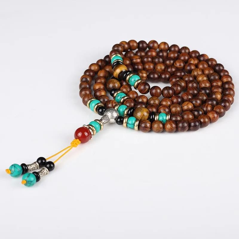 Mythstone 108 Beads Rosewood Tiger Eye Mala Healing Bracelet - Image 4