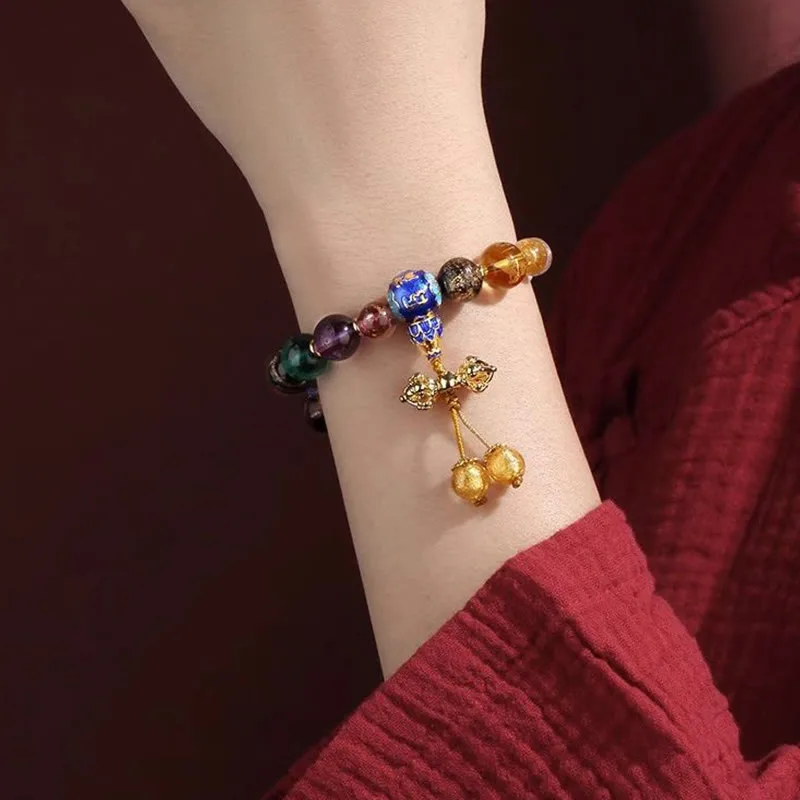 Mythstone Tibetan Colorful Incense Ash Liuli Glass Bead Om Mani Padme Hum Dorje Vajra 18 Beads Wrist Mala - Image 13