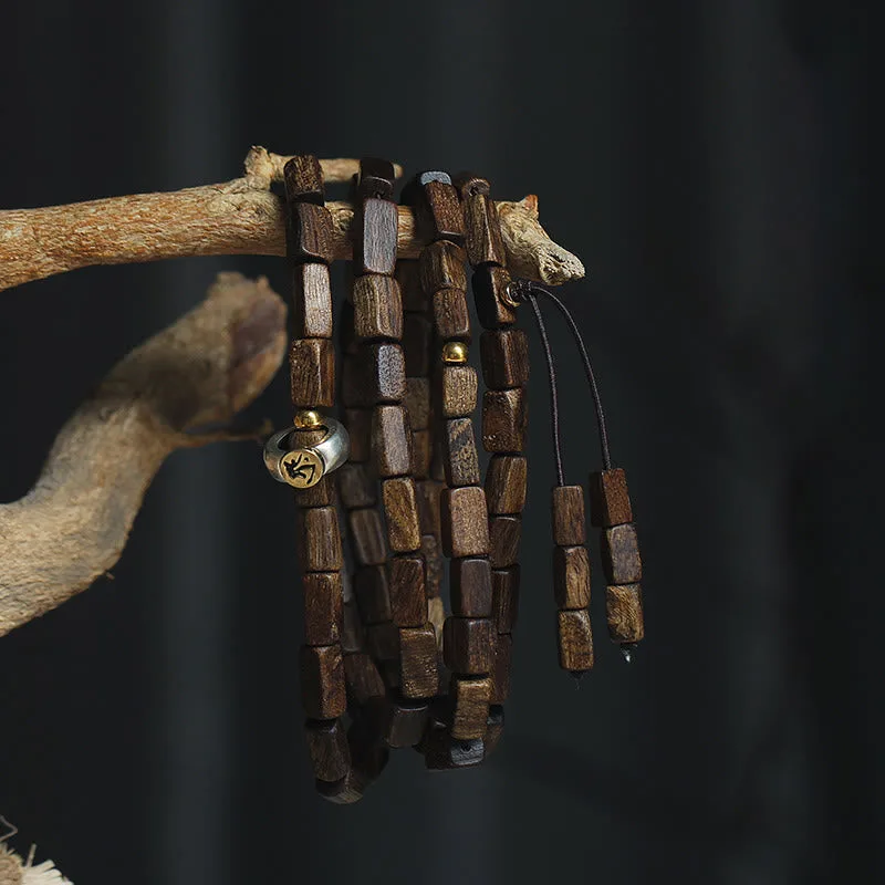 Tarakan Rare Agarwood 925 Sterling Silver Chinese Zodiac 999 Pure Gold Beads Ward Off Evil Spirits Bracelet - Image 2