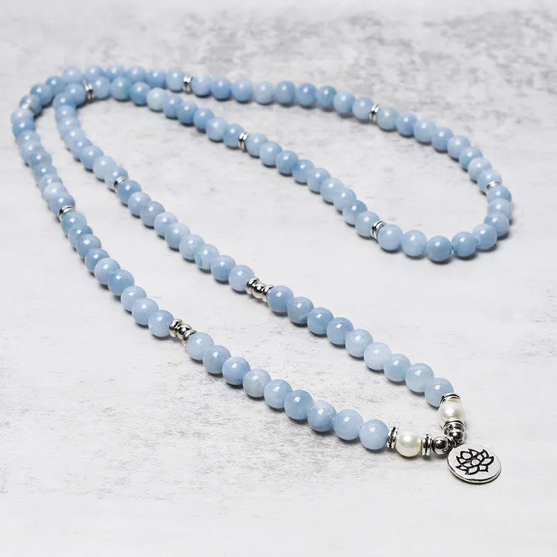 Mythstone 108 Mala Beads Aquamarine Healing Bracelet - Image 2