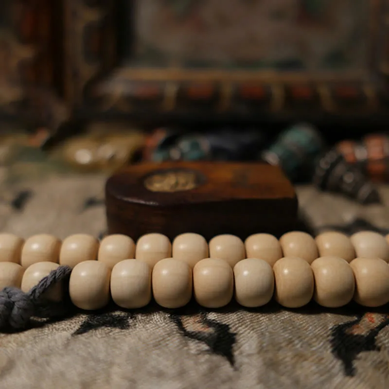 Mythstone 108 Mala Beads Abelia Biflora Wood Warding Off Evil Spirits Wrist Mala - Image 3