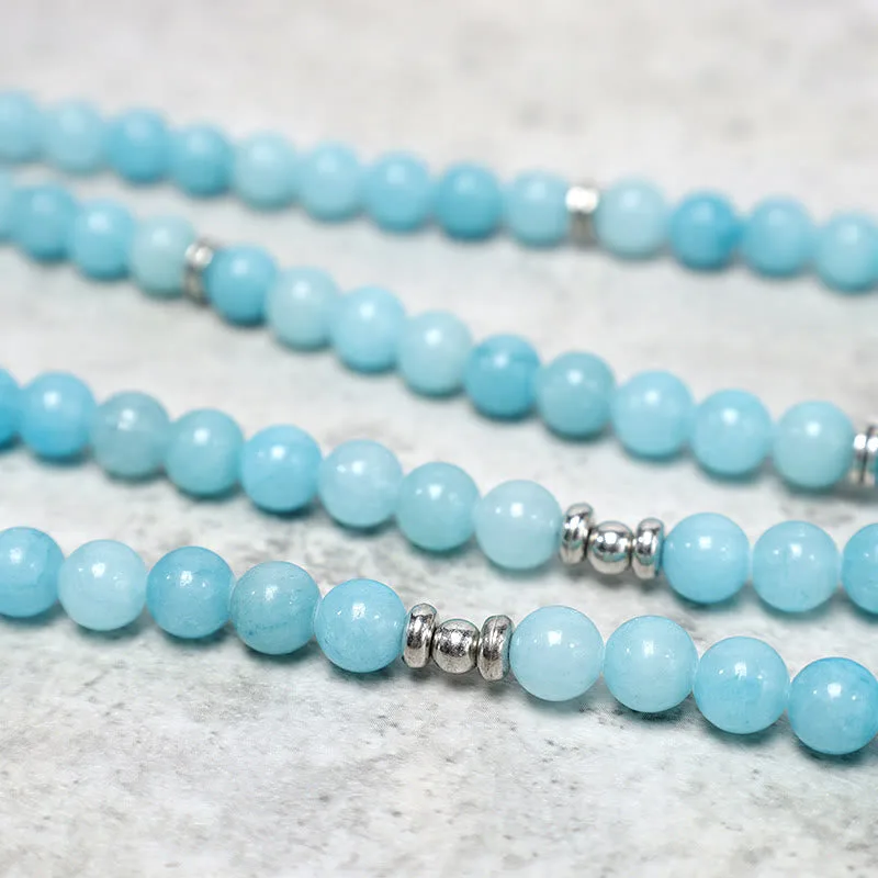 MythStone Natural Amazonite Stone Healing Lotus Mala Bracelet - Image 5