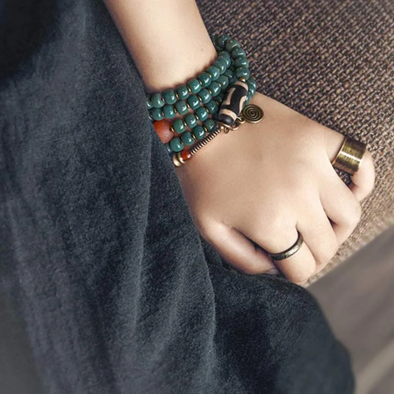 Mythstone 108 Mala Beads Bodhi Seed Dzi Bead Wisdom Bracelet - Image 9