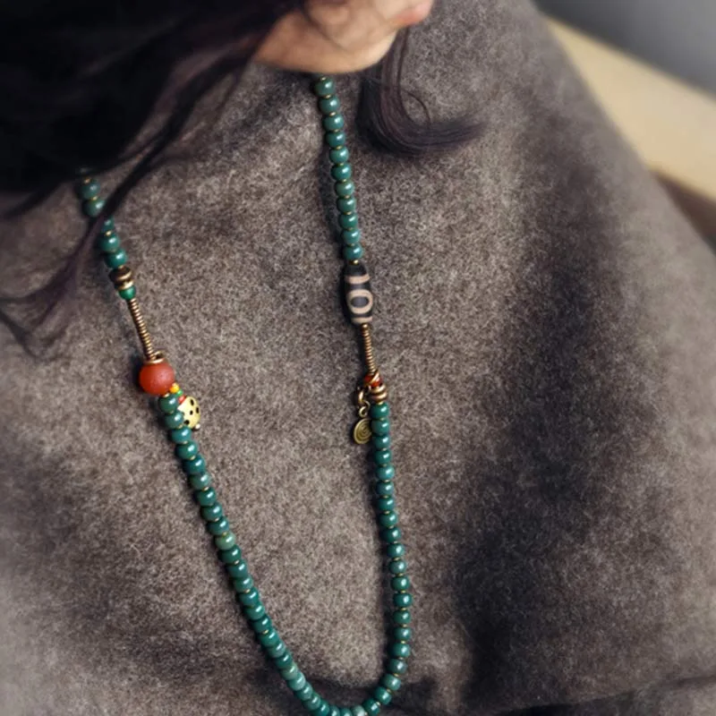 Mythstone 108 Mala Beads Bodhi Seed Dzi Bead Wisdom Bracelet - Image 6