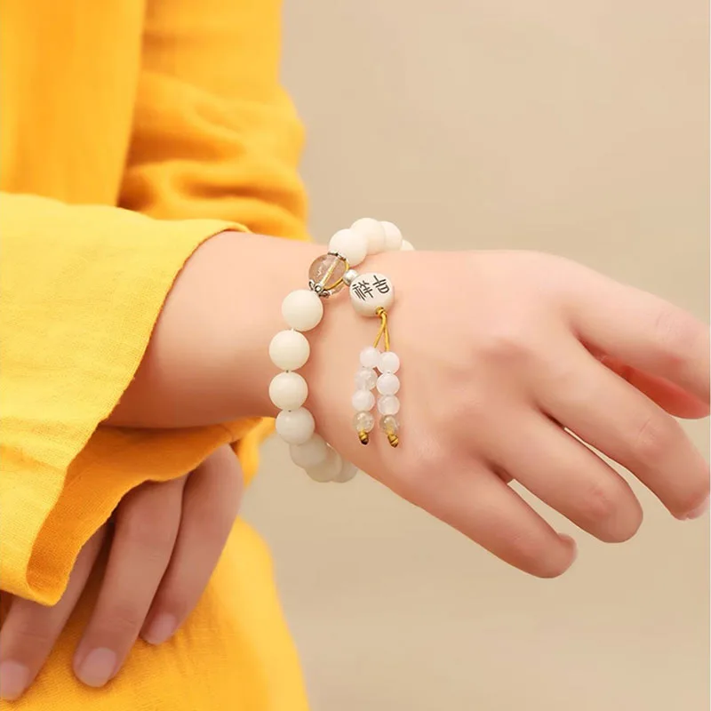 Mythstone Bodhi Seed Red Agate Black Obsidian Pink Crystal Rutilated Quartz Peace Wrist Mala Bracelet - Image 12