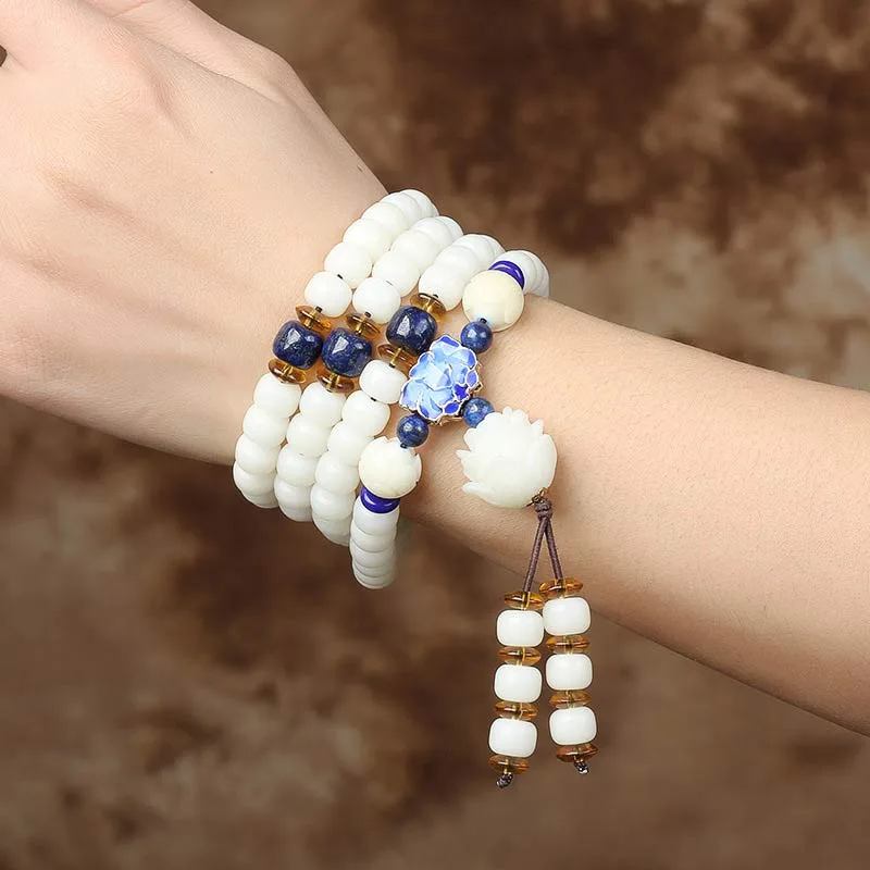 Mythstone White Bodhi Lotus Mala Focus Bracelet - Image 8