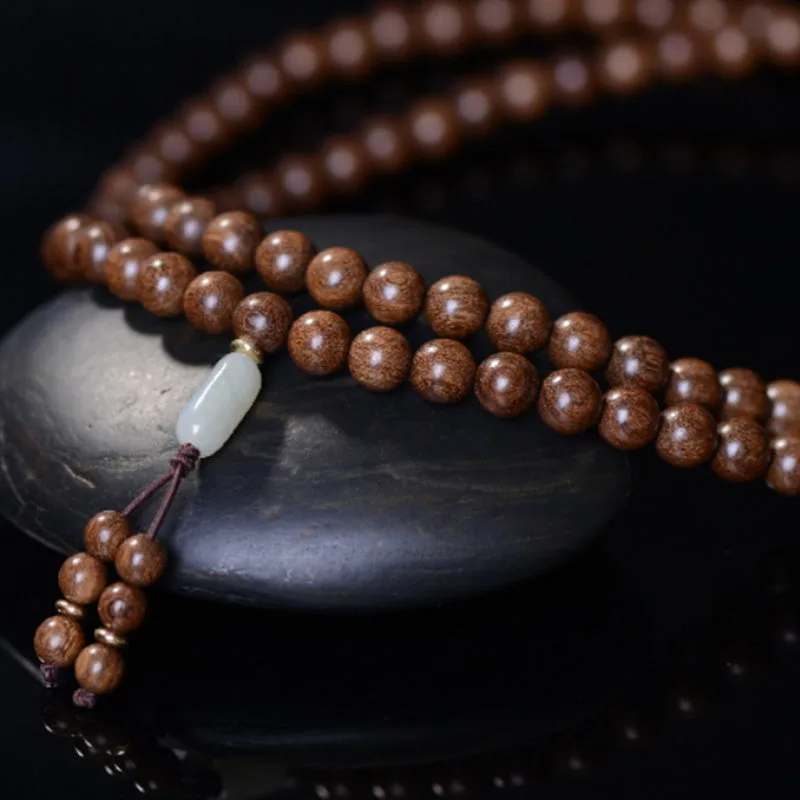 Mythstone 108 Mala Beads Rosewood Jade Calm Bracelet - Image 10