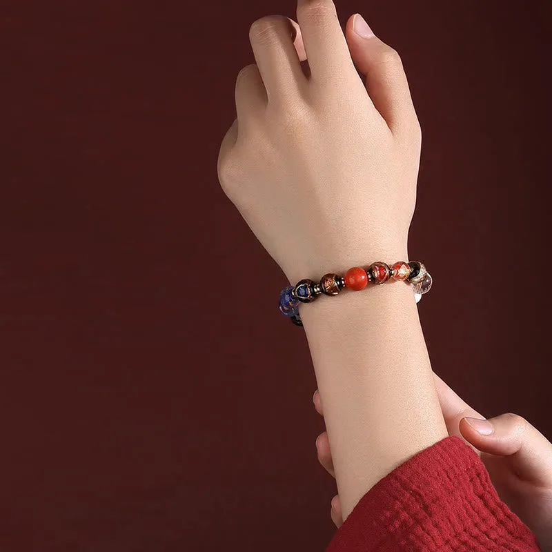 Mythstone Tibetan Colorful Incense Ash Liuli Glass Bead Om Mani Padme Hum Dorje Vajra 18 Beads Wrist Mala - Image 14