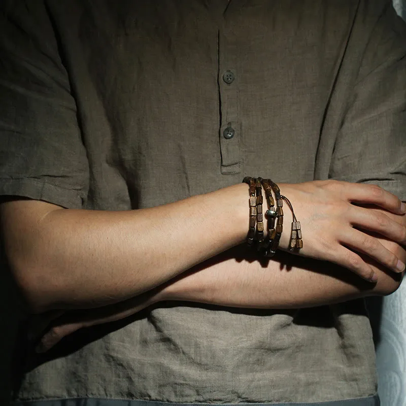 Tarakan Rare Agarwood 925 Sterling Silver Chinese Zodiac 999 Pure Gold Beads Ward Off Evil Spirits Bracelet - Image 3