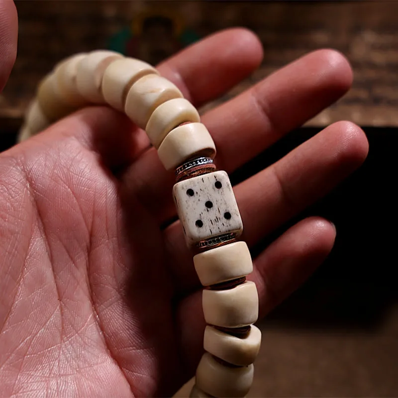 Mythstone Tibetan Natural Yak Bone The Lord Of The Corpse Forest Dice Chinese Zodiac Nine Palaces Eight Diagrams Strength Wrist Mala - Image 6