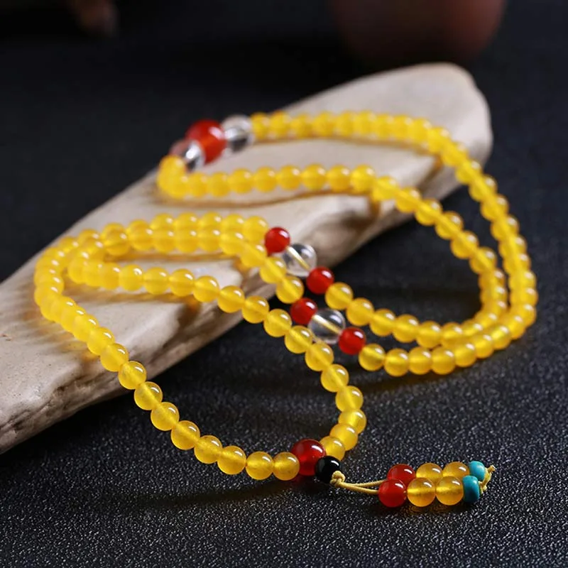 Mythstone 108 Mala Beads Yellow Chalcedony Harmony Bracelet - Image 6