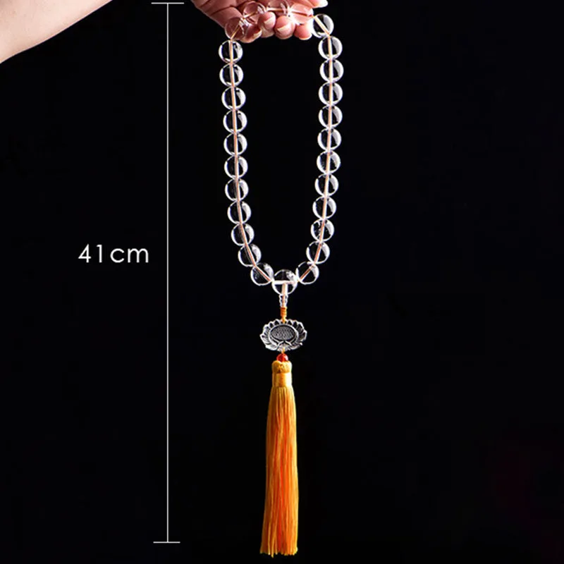 Mythstone Natural White Crystal Lotus Wrist Mala Meditation Tassels Pocket Mala Car Decoration - Image 7