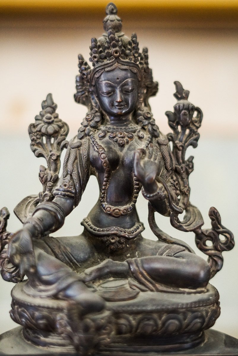 Copper Oxidized Green Tara Statue - Image 6