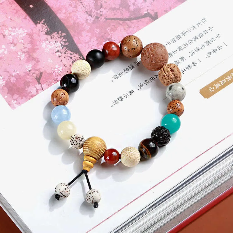 MythStone Bodhi Seed Agate Wisdom Harmony Wrist Mala Bracelet - Image 6