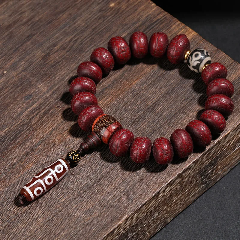 Mythstone Tibet Bodhi Seed Dzi Bead Dancing Lion Luck Bracelet Wrist Mala - Image 5