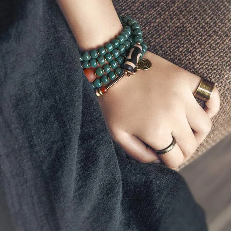 Mythstone 108 Mala Beads Bodhi Seed Dzi Bead Wisdom Bracelet - Image 4